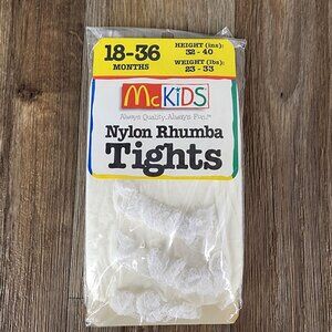 Vintage McKids Nylon Rhumba Tights 18-36 Months 32-40" Height White Made in USA‎